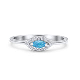 Eye Thumb Ring Trendy Statement Fashion Ring Lab Created Blue Opal 925 Sterling Silver