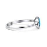 Round Cubic Zirconia Thumb Ring New Statement Fashion Ring Oval Lab Created Blue Opal 925 Sterling Silver