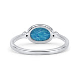 Round Cubic Zirconia Thumb Ring New Statement Fashion Ring Oval Lab Created Blue Opal 925 Sterling Silver