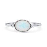 Round Cubic Zirconia Thumb Ring New Statement Fashion Ring Oval Lab Created White Opal 925 Sterling Silver