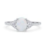 Art Deco Oval Wedding Ring Lab Created White Opal Statement Fashion Ring 925 Sterling Silver