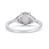Art Deco Oval Wedding Ring Lab Created White Opal Statement Fashion Ring 925 Sterling Silver