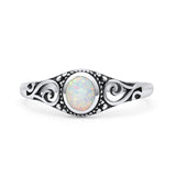 Filigree Oval Oxidized Thumb Ring New Statement Fashion Ring Lab Created White Opal 925 Sterling Silver
