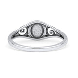 Filigree Oval Oxidized Thumb Ring New Statement Fashion Ring Lab Created White Opal 925 Sterling Silver