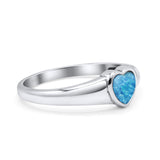 Heart Oxidized Thumb Ring Statement Fashion Ring Lab Created Blue Opal 925 Sterling Silver