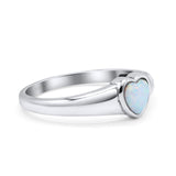 Heart Oxidized Thumb Ring Statement Fashion Ring Lab Created White Opal 925 Sterling Silver