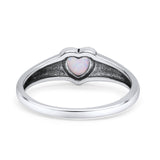 Heart Oxidized Thumb Ring Statement Fashion Ring Lab Created White Opal 925 Sterling Silver