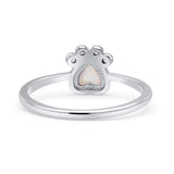 Heart Fashion Petite Dainty Thumb Statement Ring Lab Created White Opal 925 Sterling Silver