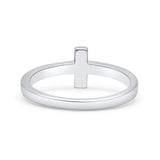 Sideways Cross Fashion Petite Dainty Thumb Statement Ring Lab Created White Opal 925 Sterling Silver
