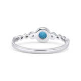 Art Deco Round Thumb Ring Statement Fashion Ring Lab Created Blue Opal 925 Sterling Silver