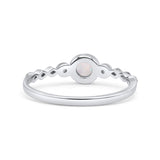 Art Deco Round Thumb Ring Statement Fashion Ring Lab Created White Opal 925 Sterling Silver