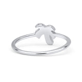 Small Petite Dainty Palm Tree Band Thumb Ring Statement Fashion Ring Lab Created White Opal 925 Sterling Silver