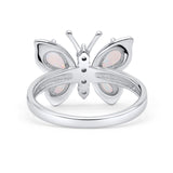 Butterfly Thumb Ring Band Statement Fashion Ring Lab Created White Opal Round CZ 925 Sterling Silver