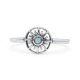 Sun Band Oxidized Thumb Ring Statement Fashion Ring Lab Created White Opal 925 Sterling Silver