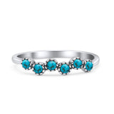 Half Eternity Band Oxidized Thumb Ring Simulated Turquoise Statement Fashion Ring 925 Sterling Silver