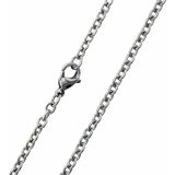 0.6MM Cable Black Plated Chain .925 Solid Sterling Silver Length 16