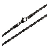 1.2MM Rope Black Plated Chain .925 Sterling Silver Length 16"-20" Inches