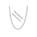 4MM 100 Rhodium Plated Curb Chain .925 Sterling Silver Length 7