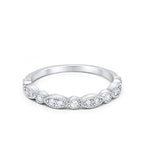 Half Eternity Wedding Band Round Simulated Clear CZ 925 Sterling Silver