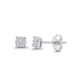 14K White Gold .12ct Round Diamond Solitaire Stud Earrings Push Backing