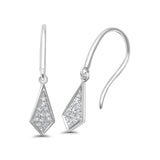 14K White Gold .08ct G SI Modern Diamond Drop Dangle Earrings