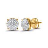 14K Yellow Gold .16ct Round Diamond Cluster Stud Earrings