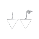 14K White Gold .06ct Diamond Trendy Triangle Tipi Earrings