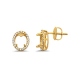 14K Yellow Gold .17ct G SI Oval Diamond Semi Mount Earrings