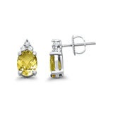 10K White Gold Lemon & Diamond 2.64cts Oval Earrings