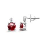 10K White Gold Ruby & Diamond 1.44ct Round Earrings