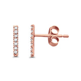 14K Rose Gold .12ct Diamond Line Modern Earrings