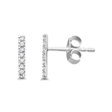 14K White Gold .12ct Diamond Line Modern Earrings