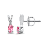 10K White Gold Pink Tourmaline & Diamond 0.46cts Oval Earrings