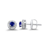 10K White Gold Blue Sapphire & Diamond .33cts Stud Earrings