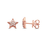 14K Rose Gold .12ct Star Stud Diamond Earrings
