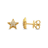 14K Yellow Gold .12ct Star Stud Diamond Earrings