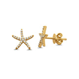 14K Yellow Gold .18ct Diamond Star Earrings