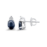 10K White Gold Natural Blue Sapphire & Diamond 1.33ct Earrings