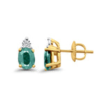 10K Yellow Gold Natural Emerald & Diamond 1.33ct Earrings