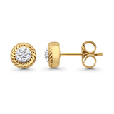 Wholesale Solid 10K Yellow Gold 5.5mm Cluster Round Diamond Stud Earring Push Back