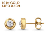 Wholesale Solid 10K Yellow Gold 5.5mm Cluster Round Diamond Stud Earring Push Back