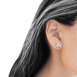 Diamond Stud Earrings 0.15ct Square Micro Pave 10K Rose Gold Wholesale