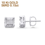 Diamond Stud Earrings 0.15ct Square Micro Pave 10K White Gold Wholesale