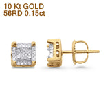 Diamond Stud Earrings 0.15ct Square Micro Pave 10K Yellow Gold Wholesale
