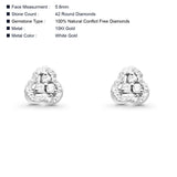 Wholesale Solid 10K White Gold 5.6mm Open Heart Dainty Round Diamond Stud Earring With Push Backing