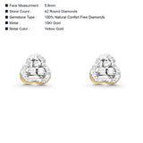 Wholesale Solid 10K Yellow Gold 5.6mm Open Heart Dainty Round Diamond Stud Earring With Push Backing