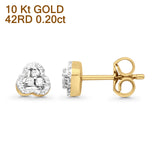 Wholesale Solid 10K Yellow Gold 5.6mm Open Heart Dainty Round Diamond Stud Earring With Push Backing