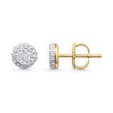 Solid 10K Yellow Gold 5.7mm Round Micro Pave Classic Diamond Stud Earring With Screw Backing Wholesale