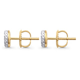 Solid 10K Yellow Gold 5.7mm Round Micro Pave Classic Diamond Stud Earring With Screw Backing Wholesale