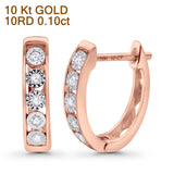 Wholesale Solid 10K Rose Gold 14mm Round Diamond Hoop Huggie Earrings With Post And Click Backing